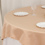 72x72inch Nude Lamour Satin Table Overlay, Square Tablecloth Topper