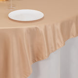 72x72inch Nude Lamour Satin Table Overlay, Square Tablecloth Topper