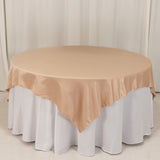 72x72inch Nude Lamour Satin Table Overlay, Square Tablecloth Topper