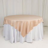 72x72inch Nude Lamour Satin Table Overlay, Square Tablecloth Topper