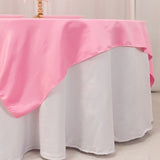 72x72inch Pink Lamour Satin Table Overlay, Square Tablecloth Topper