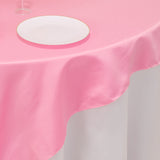 72x72inch Pink Lamour Satin Table Overlay, Square Tablecloth Topper