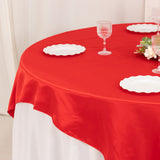 72x72inch Red Lamour Satin Table Overlay, Square Tablecloth Topper