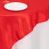 72x72inch Red Lamour Satin Table Overlay, Square Tablecloth Topper