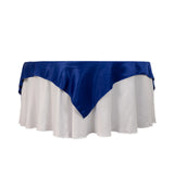 72x72inch Royal Blue Lamour Satin Table Overlay, Square Tablecloth Topper