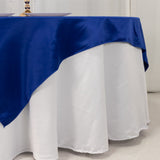 72x72inch Royal Blue Lamour Satin Table Overlay, Square Tablecloth Topper