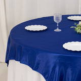 72x72inch Royal Blue Lamour Satin Table Overlay, Square Tablecloth Topper