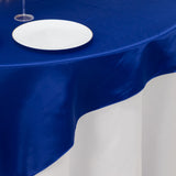 72x72inch Royal Blue Lamour Satin Table Overlay, Square Tablecloth Topper