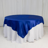 72x72inch Royal Blue Lamour Satin Table Overlay, Square Tablecloth Topper