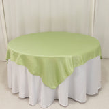 72x72inch Sage Green Lamour Satin Table Overlay, Square Tablecloth Topper