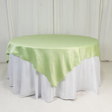 72x72inch Sage Green Lamour Satin Table Overlay, Square Tablecloth Topper