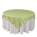 72x72inch Sage Green Lamour Satin Table Overlay, Square Tablecloth Topper