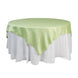 72x72inch Sage Green Lamour Satin Table Overlay, Square Tablecloth Topper