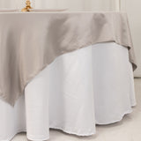 72x72inch Silver Lamour Satin Table Overlay, Square Tablecloth Topper