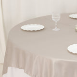 72x72inch Silver Lamour Satin Table Overlay, Square Tablecloth Topper