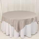 72x72inch Silver Lamour Satin Table Overlay, Square Tablecloth Topper