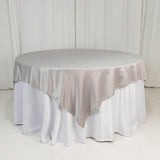 72x72inch Silver Lamour Satin Table Overlay, Square Tablecloth Topper