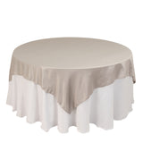 72x72inch Silver Lamour Satin Table Overlay, Square Tablecloth Topper