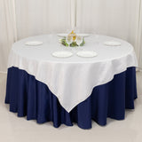 72x72inch White Lamour Satin Table Overlay, Square Tablecloth Topper