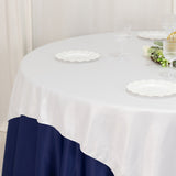 72x72inch White Lamour Satin Table Overlay, Square Tablecloth Topper