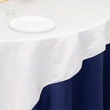 72x72inch White Lamour Satin Table Overlay, Square Tablecloth Topper