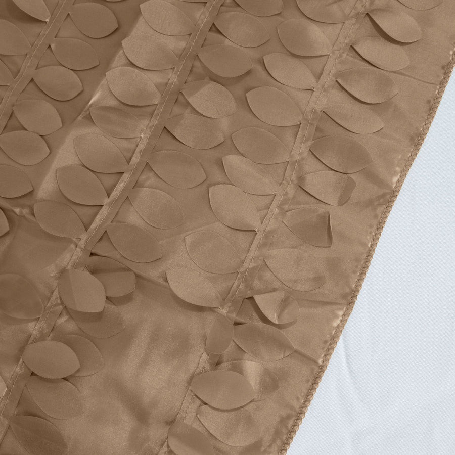 72x72inch Taupe 3D Leaf Petal Taffeta Fabric Table Overlay
