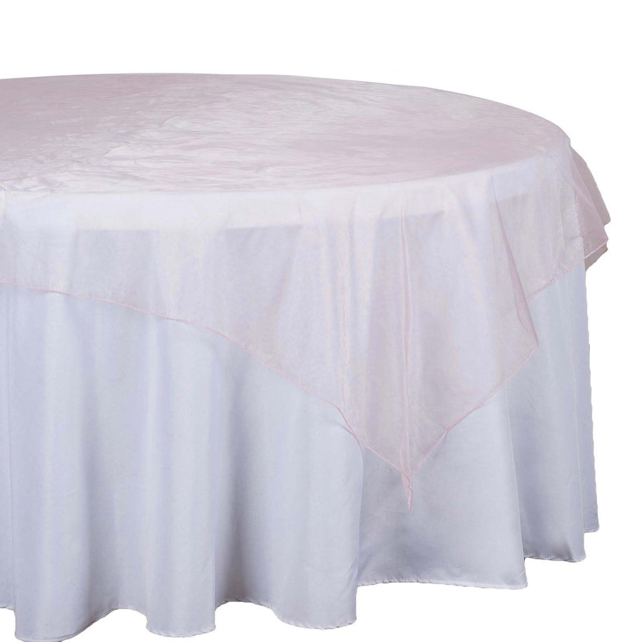 72" x 72" Rose Gold | Blush Square Organza Overlay#whtbkgd