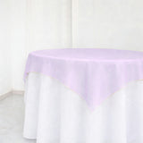 Lavender sheer table overlay on round white table in minimal room