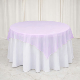 Lavender and white round tablecloth for elegant event decor