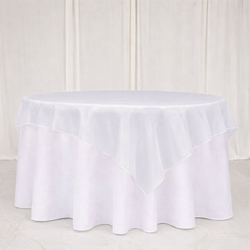 10 Pack White Organza Table Overlay 72"x72" - Sheer Table Topper