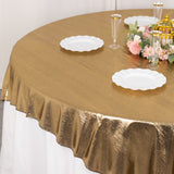 72x72inch Antique Gold Shimmer Sequin Dots Square Polyester Table Overlay