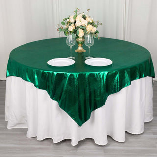 Elevate Your Event with the Emerald Green Sequin Table Overlay