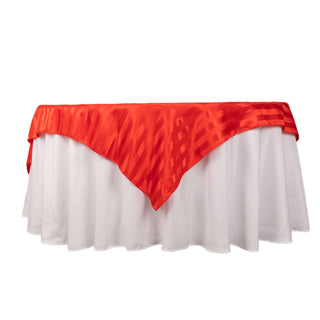 Versatile and Stylish Red Satin Stripe Square Table Overlay