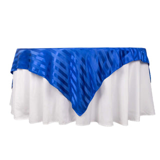 Create Unforgettable Memories with the Royal Blue Satin Stripe Table Overlay