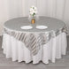 Silver Satin Stripe Square Table Overlay, Smooth Elegant Table Topper