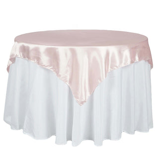 Create a Stunning Table Setting with the Blush Seamless Satin Square Tablecloth Overlay