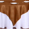 72x72inch Cinnamon Brown Satin Square Table Overlay, Elegant Table Topper#whtbkgd