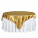 72 x 72 inches Gold Seamless Satin Square Tablecloth Overlay