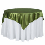 72" x 72" Olive Green Seamless Satin Square Tablecloth Overlay#whtbkgd