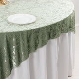 Sage Green Premium Crushed Velvet Table Overlay, Square Tablecloth Topper