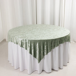 Add An Elegant Touch With Sage Green Velvet Table Overlay