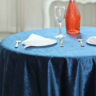 Elevate Your Event Decor with the Navy Blue Premium Soft Velvet Table Overlay