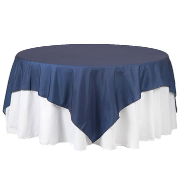 85"x85" Dark Blue faux Denim Polyester Square Table Overlay