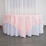 90inch x 90inch Accordion Crinkle Taffeta Table Overlay - Blush | Rose Gold