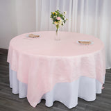 90inch x 90inch Accordion Crinkle Taffeta Table Overlay - Blush | Rose Gold