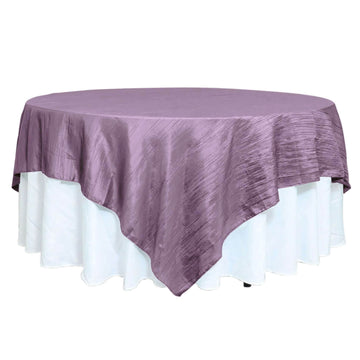 90"x90" Accordion Crinkle Taffeta Table Overlay - Violet Amethyst