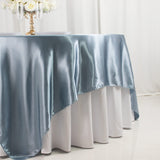 90inch Dusty Blue Satin Overlay Seamless Square Table Overlay