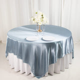 90inch Dusty Blue Satin Overlay Seamless Square Table Overlay