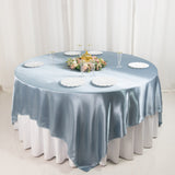 90inch Dusty Blue Satin Overlay Seamless Square Table Overlay