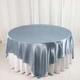 90inch Dusty Blue Satin Overlay Seamless Square Table Overlay